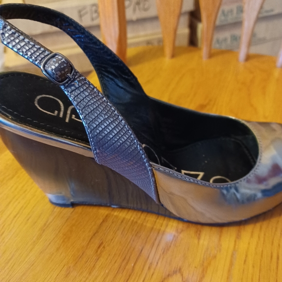 Apepazza silver/pewter open toed wedges - Picture 7 of 11